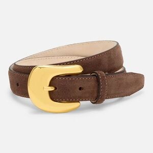 AUREUM No. 8 Brown Suede Belt with Gold Buckle